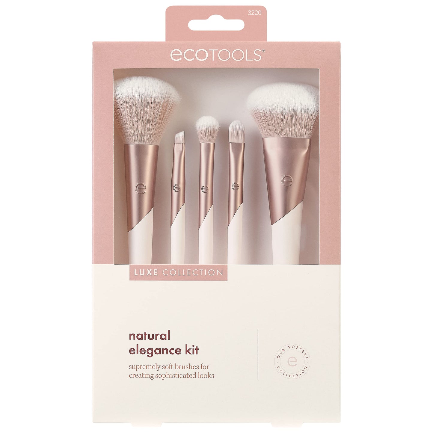 EcoTools Luxe Natural Elegance Professional Face Makeup & Foundation Brush Set, Premium Brush Kit For Face, Cheek, & Eye Makeup, Synthetic Makeup Beauty & Personal Care EcoTools