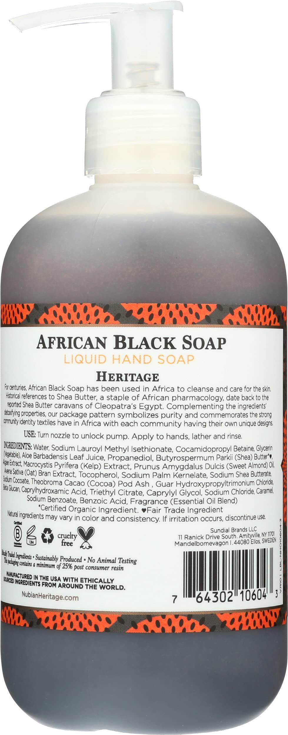 Nubian Heritage African Black Liquid Hand Soap, 12 Fz Beauty & Personal Care Nubian Heritage