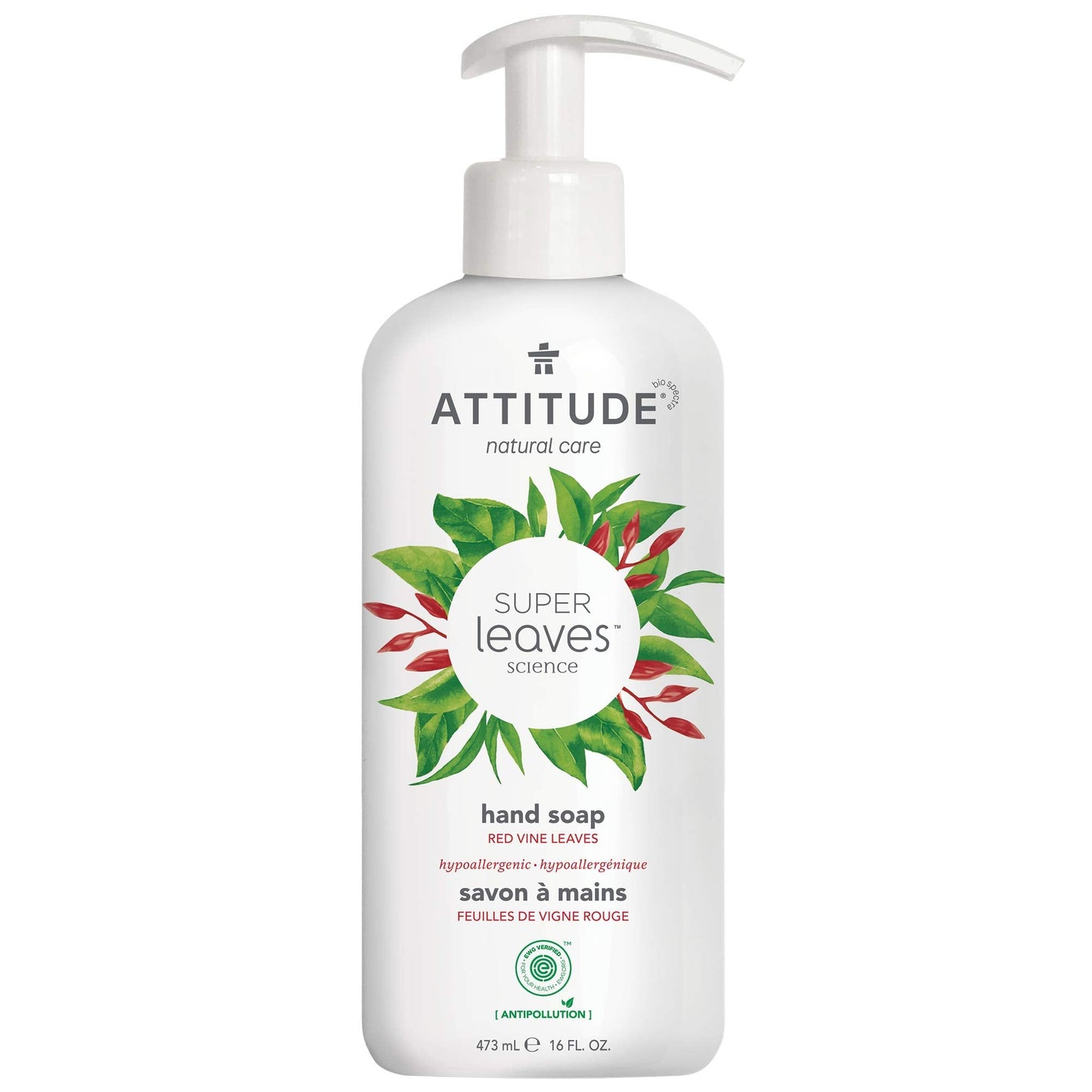 ATTITUDE Liquid Hand Soap, EWG Verified, Plant and Mineral-Based, Vegan Personal Care Products, Red Vine Leaves, 16 Fl Oz Beauty & Personal Care ATTITUDE