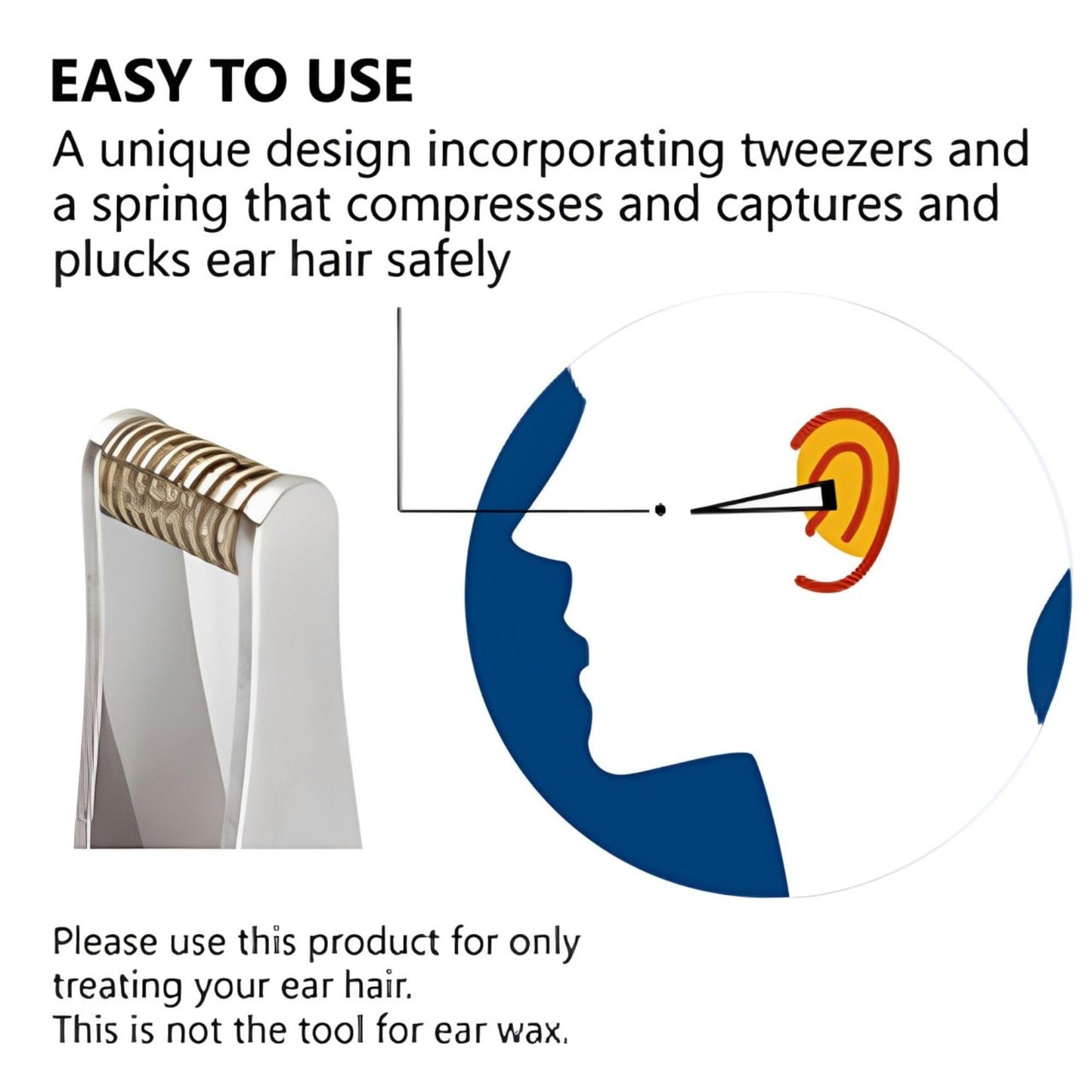 Seki Japan Ear Hair Trimmer Clipper Cutter Tweezers Shape with Spring Safe Design for Hair Removal, Japanese Stainless Steel Beauty & Personal Care Product of Gifu Japan