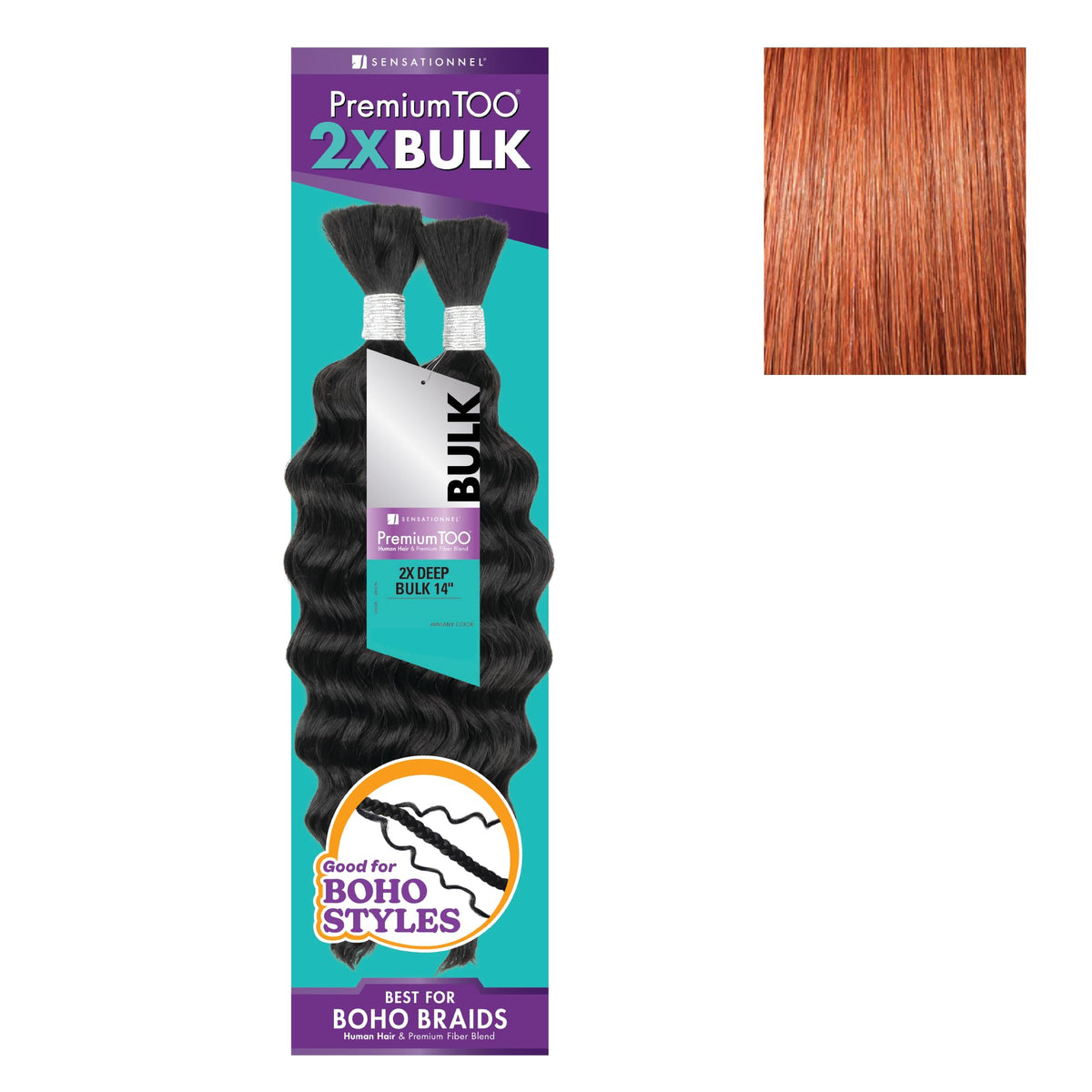 Sensationnel PremiumToo Bulk Weaving-2X Deep,1 Pack 14 inch, 350 COPPERRED
