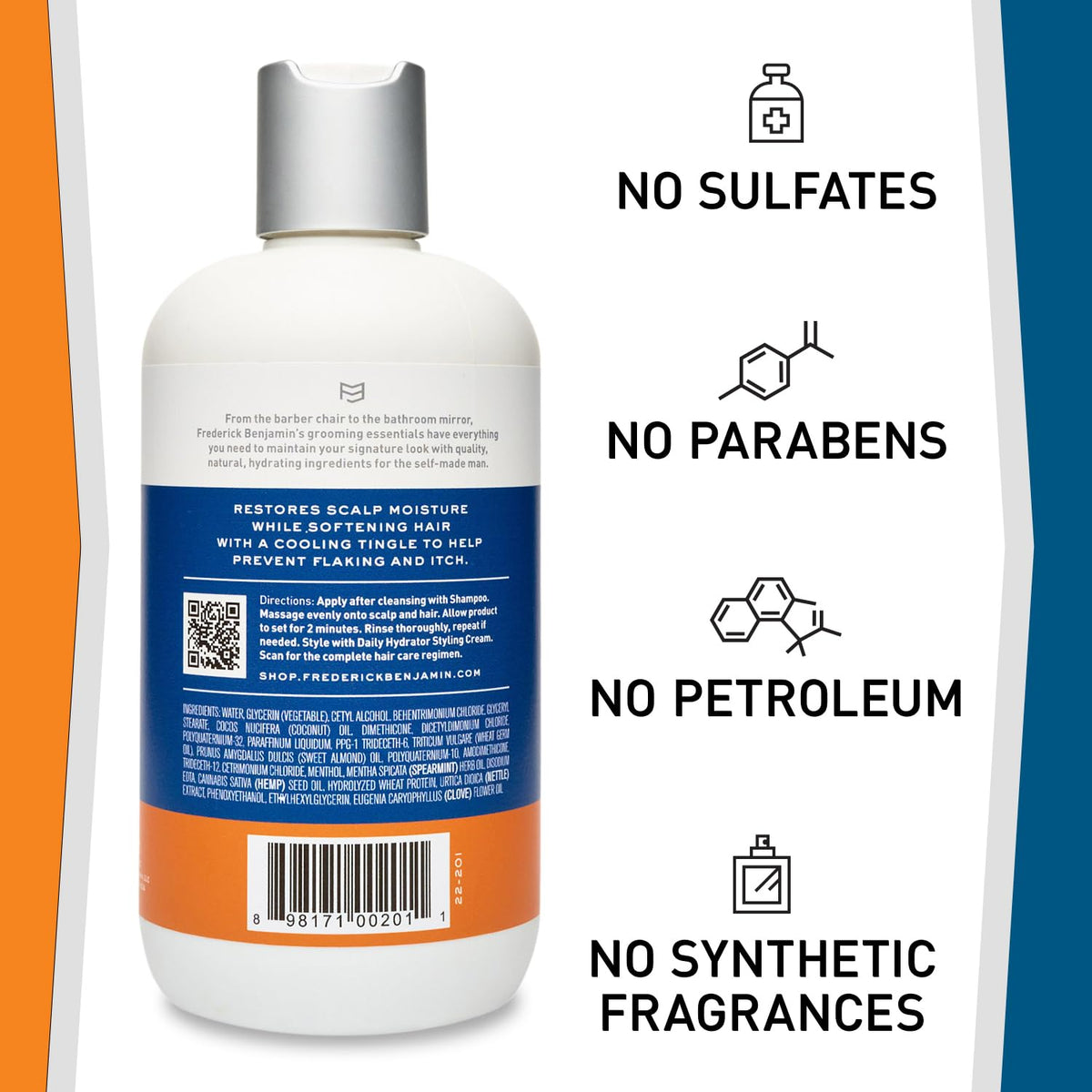 Frederick Benjamin Invigorating Conditioner, Paraben & Sulfate Free Mint Conditioner for Men with Dry Scalp, Natural Powerful Anti Dandruff