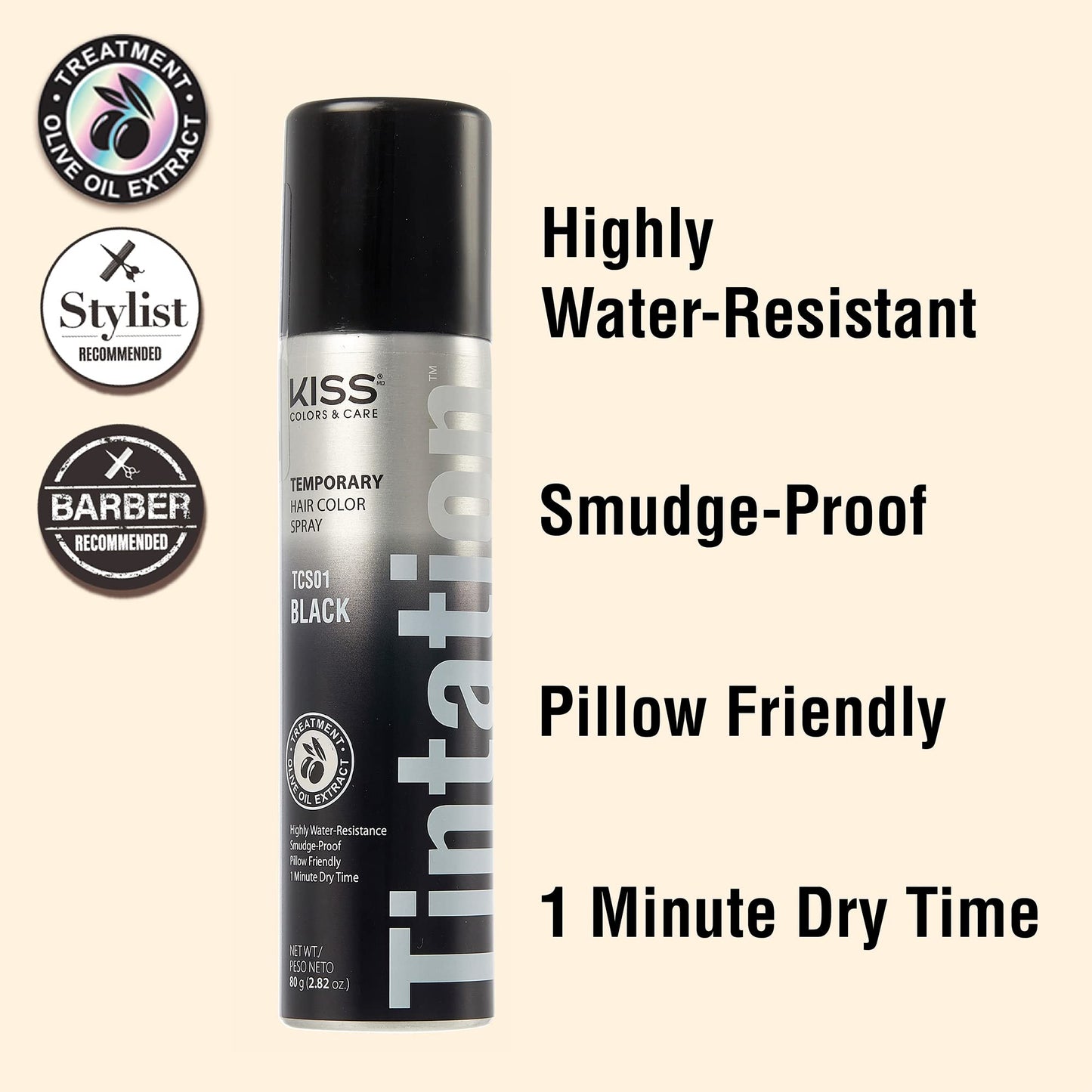 Red by Kiss Tintation Temporary Hair Color Spray, Instant Gray Root Touch Up Coverage, Water-Resistant & Smudge-Proof, Easy Wash Out, Barber Beauty & Personal Care Red by Kiss