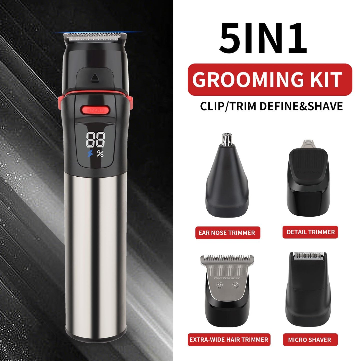 5 in 1 Multifunctional Men Grooming Kit, Hair Clippers Beard Trimmer Kit Body Groomer Kit of Mustache Trimmer Nose/Ear Hair Trimmer Precision Trimmer Beauty and Personal Care QDKVTNDJZ