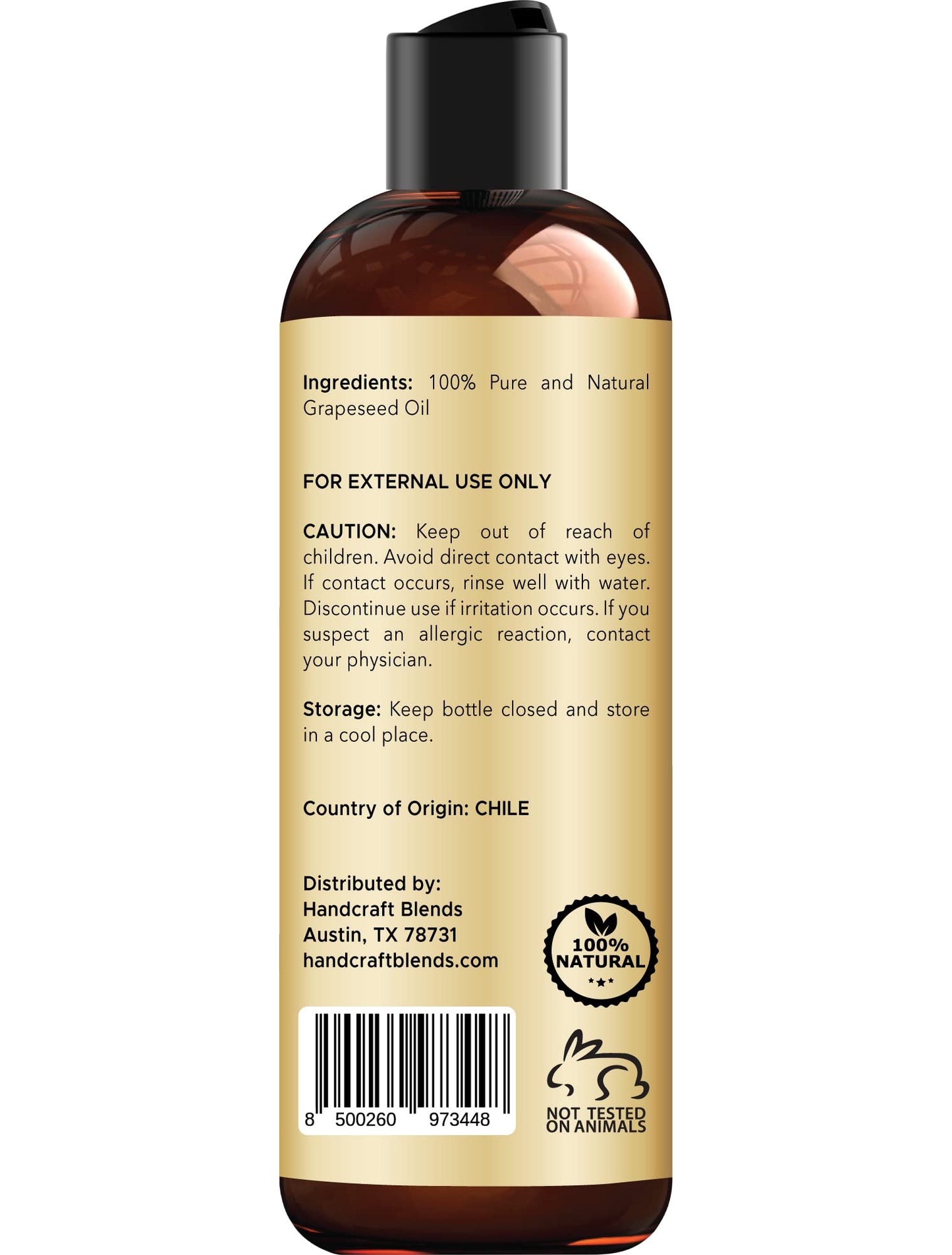 Handcraft Blends Grapeseed Oil - 100% Pure and Natural - Bath & Body Oil - Premium Grade Carrier Oil - Skin - Hair - Body - Massage - Cold-Pressed Beauty and Personal Care Handcraft Blends