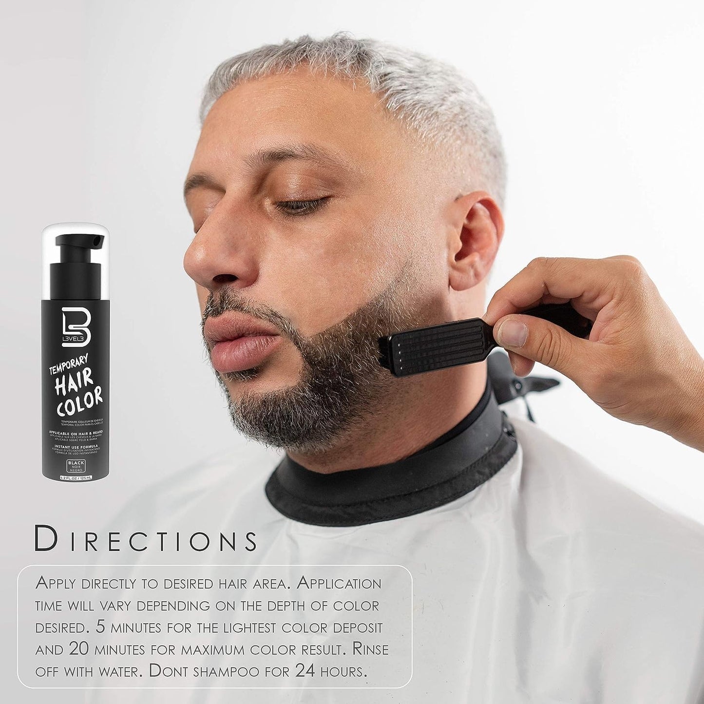 L3 - Level 3 Temporary Beard Color - For Black Hair Beards - Full Beard in Minutes - Easy to Apply and No Mixing Required (4.2 Oz, 2) Beauty & Personal Care L3