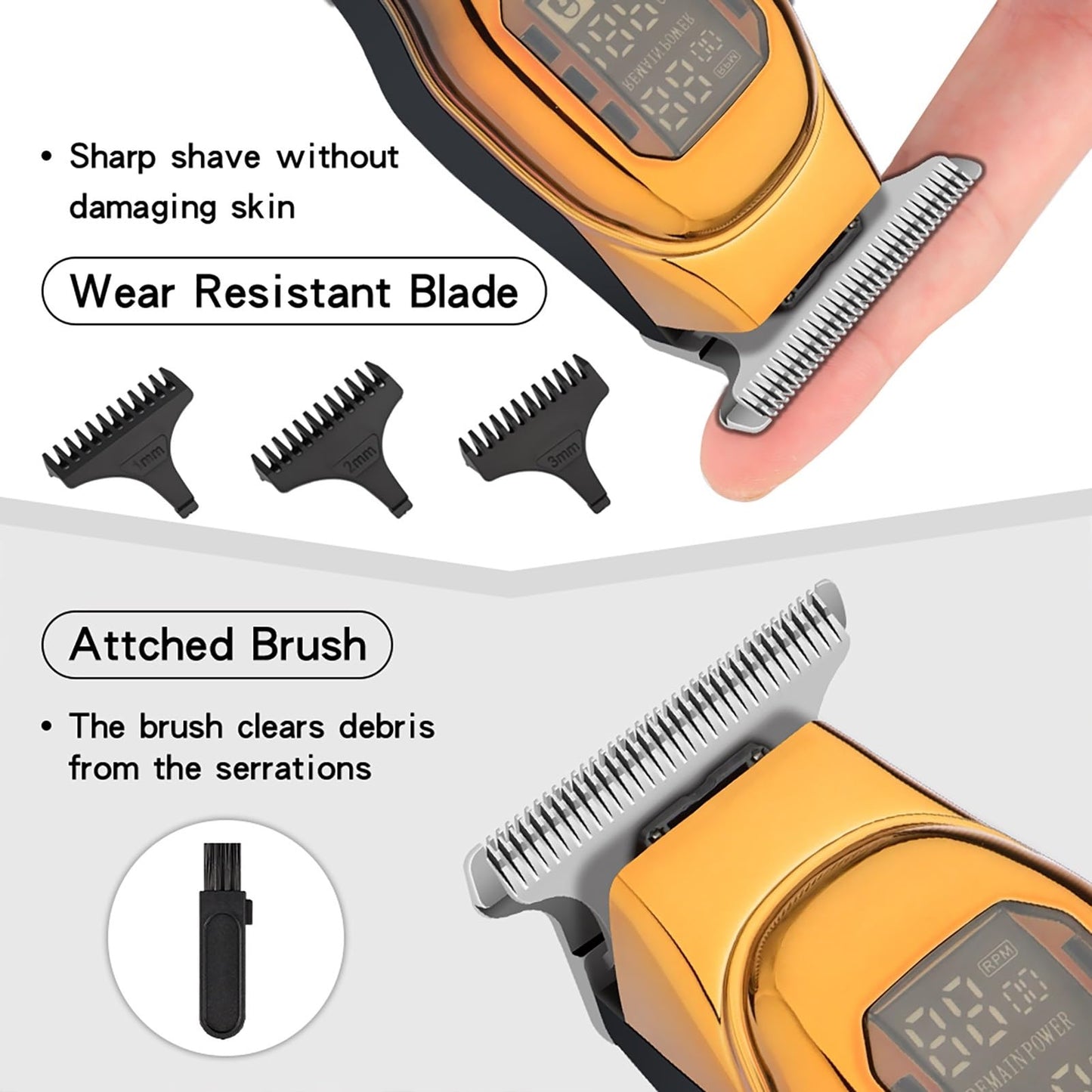 QDKVTNDJZ Hair Clippers for Men, Professional Barber Rechargeable Precision Steel Blade Trimmer(Black Gold) Beauty and Personal Care QDKVTNDJZ