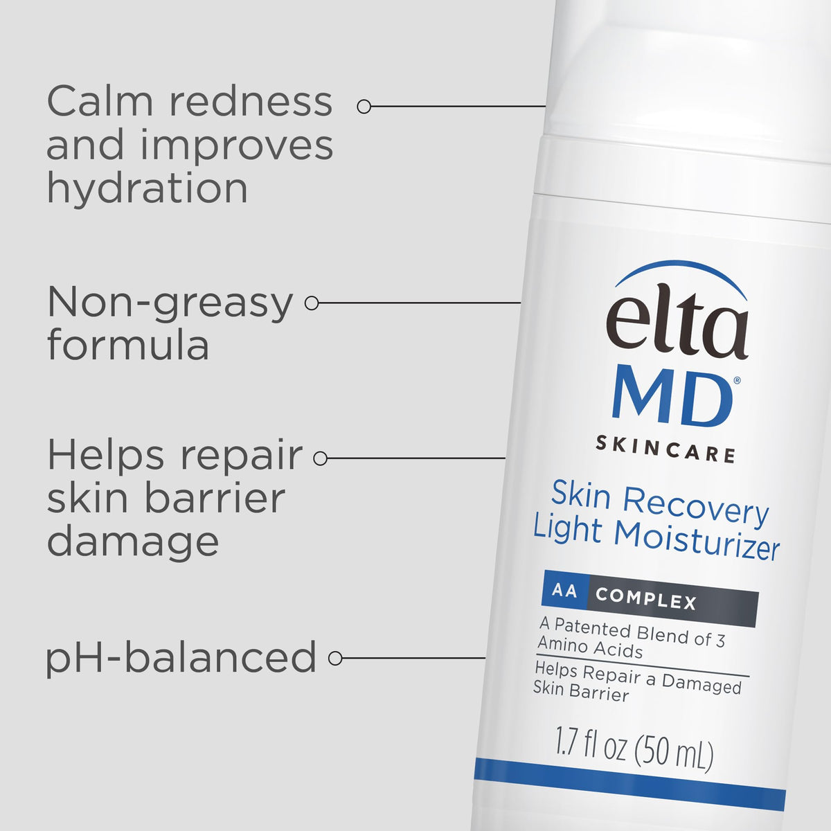 EltaMD Skin Recovery Light Face Moisturizer for Dry Skin, Oil Free Moisturizer for Face and Acne Prone Skin Care, 1.7 oz Pump Beauty & Personal Care EltaMD