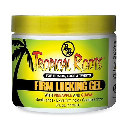 Bronner Bros Tropical Roots Firm Locking Gel - Loc & Twist Gel Ideal for Braids, Twists & Locs with Pineapple & Guava Extracts, Vitamins B5 & B12 Beauty & Personal Care Bronner Bros