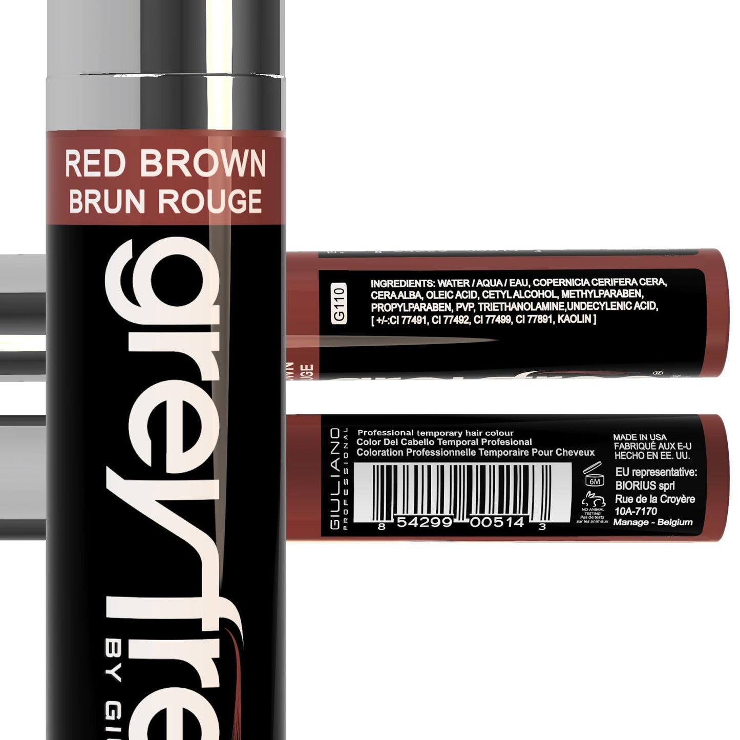 Greyfree Hair Mascara Root Touch-Up for Gray Hair | Precision Hairline Concealer for Brows & Beard (RED BROWN) Beauty & Personal Care Greyfree