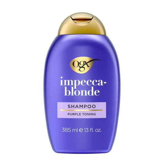 OGX Color Care + Impecca-Blonde Purple Shampoo, Highly-Pigmented Toning Shampoo for Blonde, Silver, & Lightened Hair, Hair Wash to Correct Yellow Beauty & Personal Care OGX