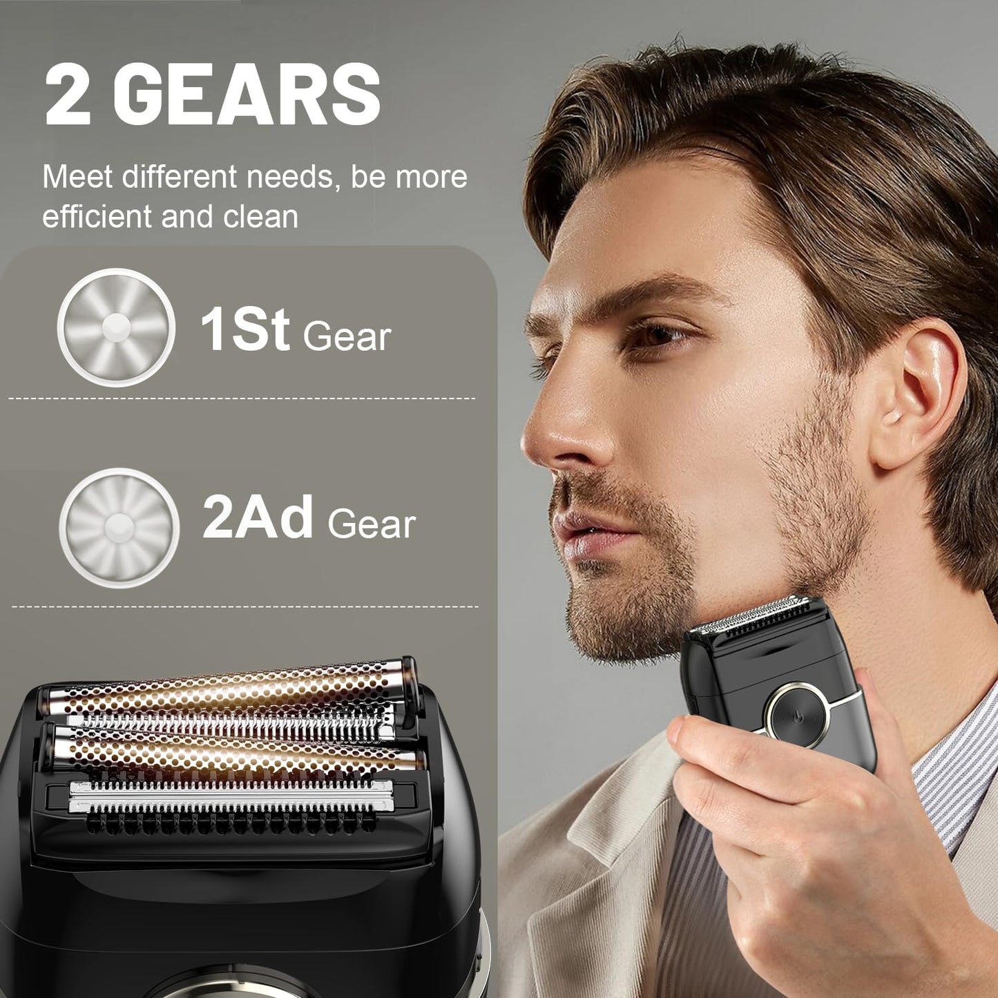 Welclux Rechargeable Electric Razor for Men: Mini Foil Shavers for Men with 4 Floating Blades - Dual-Speed & LED Display, 120Min Runtime, IPX7 Beauty and Personal Care Welclux