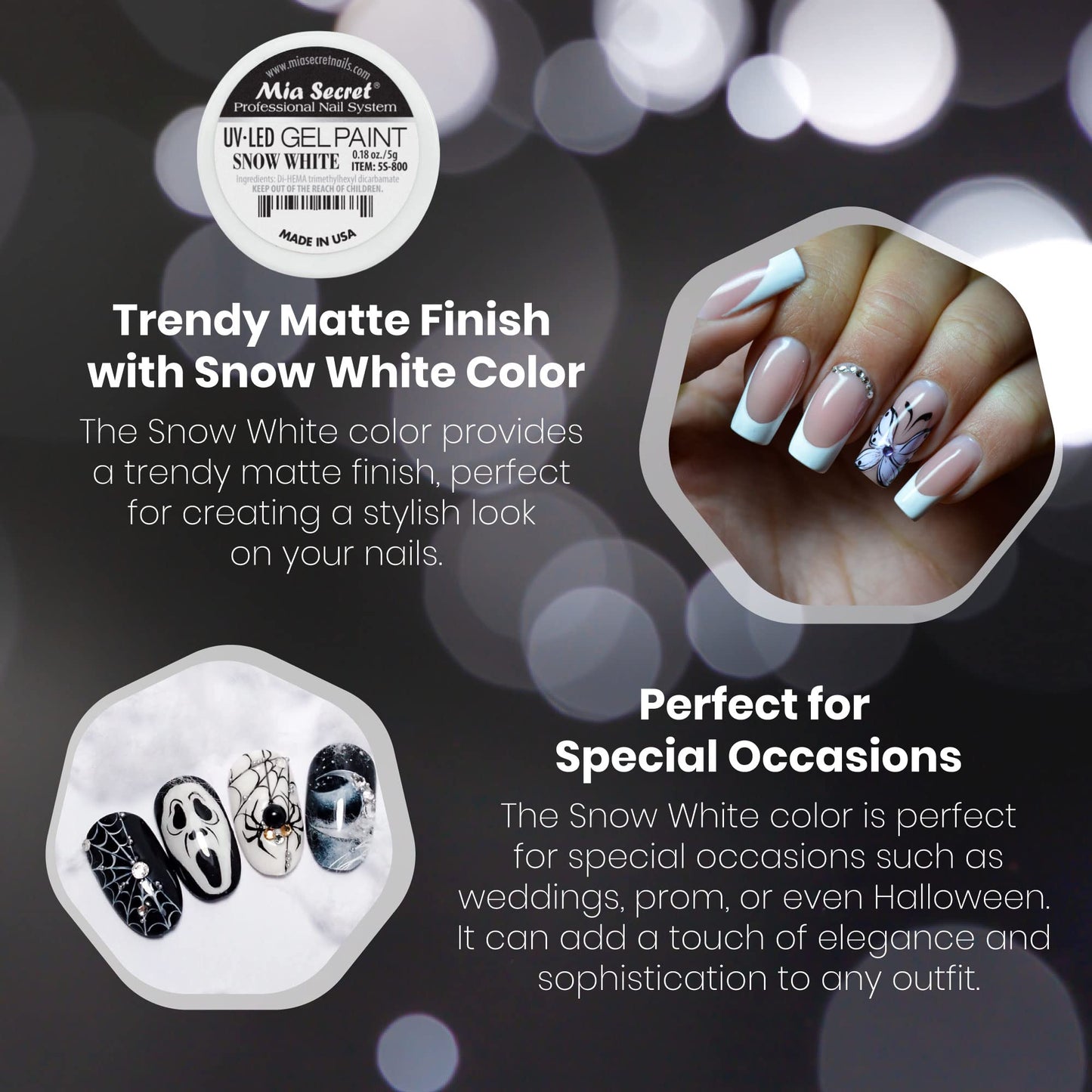 Mia Secret Professional Nail System UV/LED Gel Paint - 5 grams (Snow White) Beauty & Personal Care Mia Secret