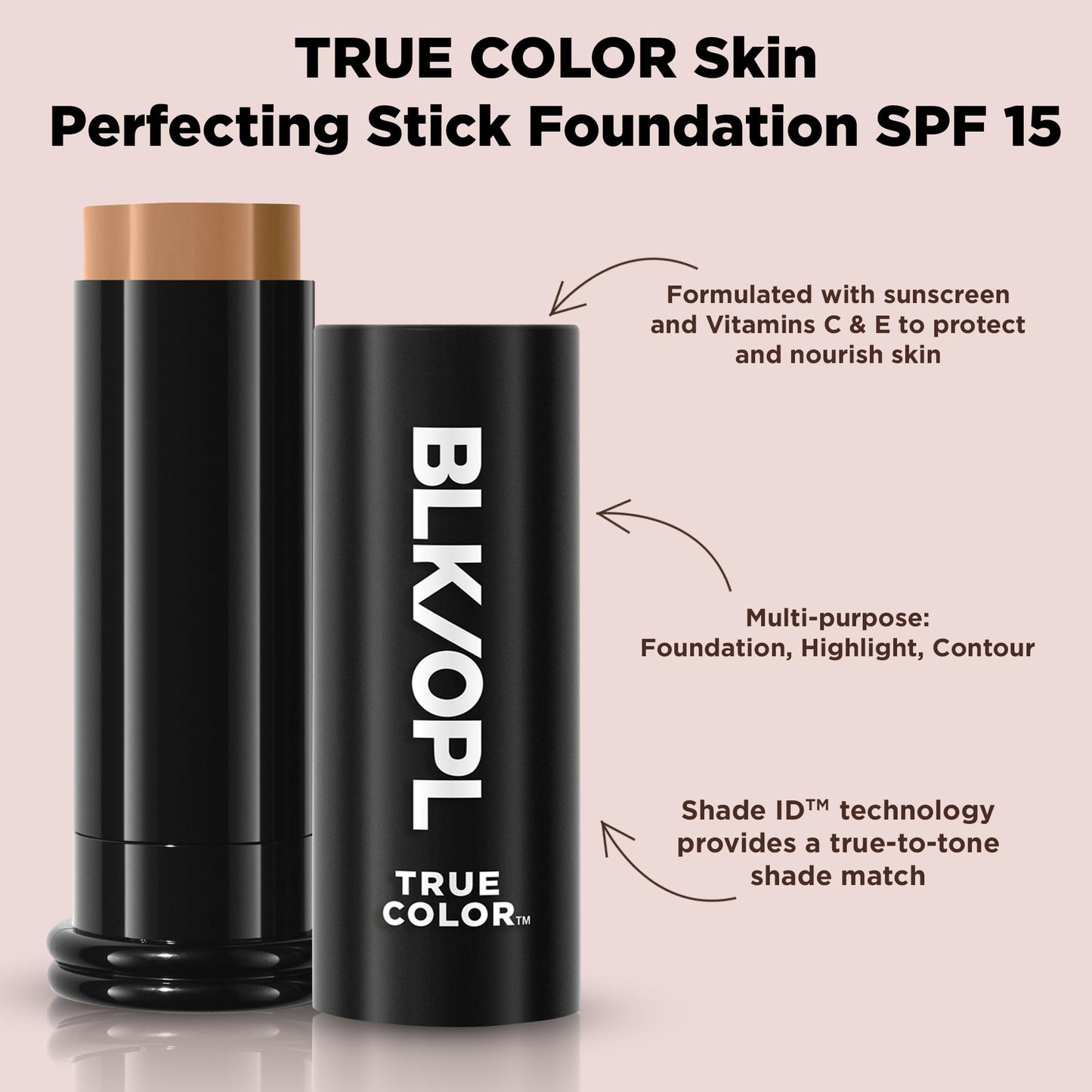 BLK/OPL Skin Perfecting Foundation Stick, SPF 15 Buildable & Blendable Face Foundation Makeup with Matte Finish - Full Coverage, Color Correcting Beauty & Personal Care Black Opal