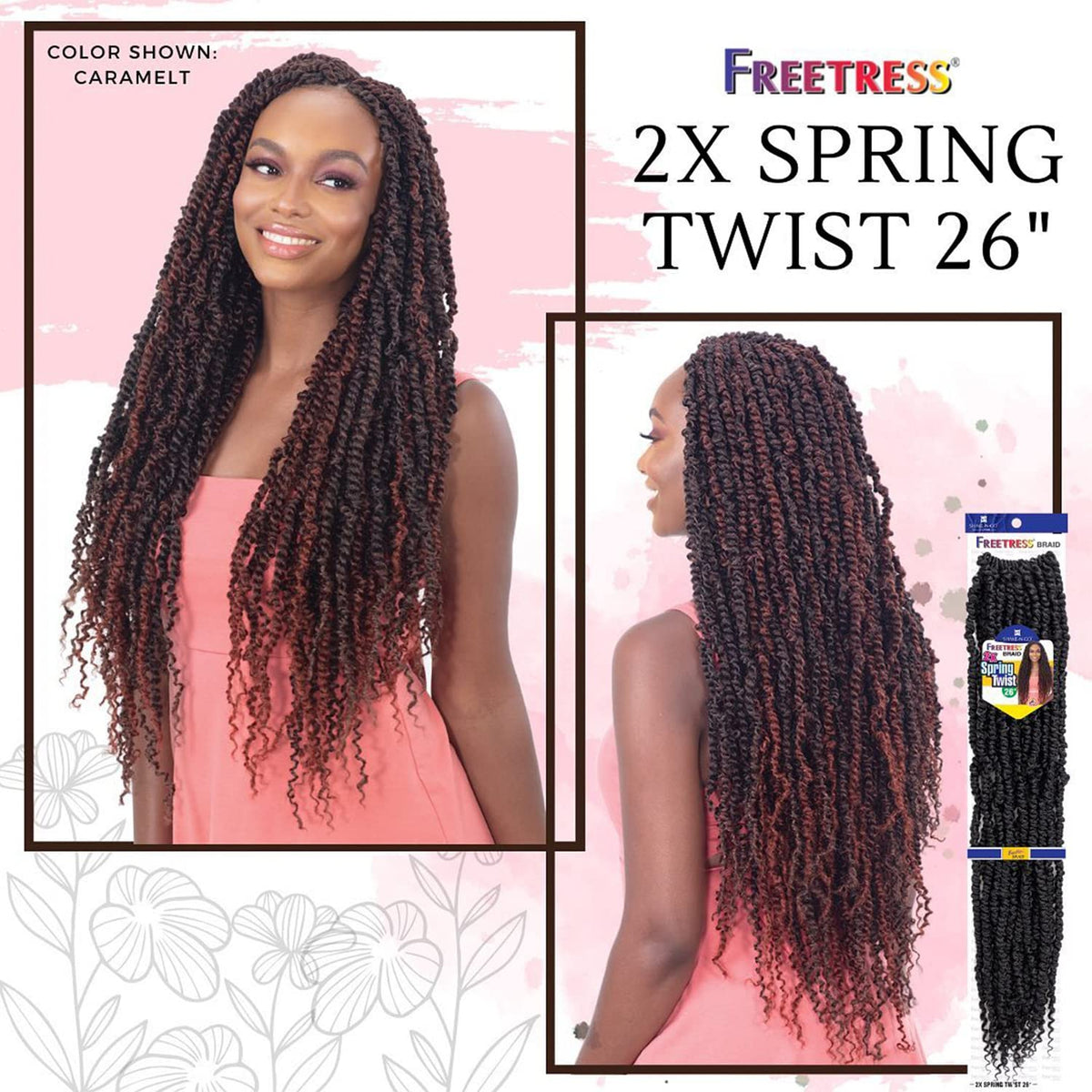 Freetress Synthetic Crochet Braid - 2X SPRING TWIST 26" (Color:1B Off Black)
