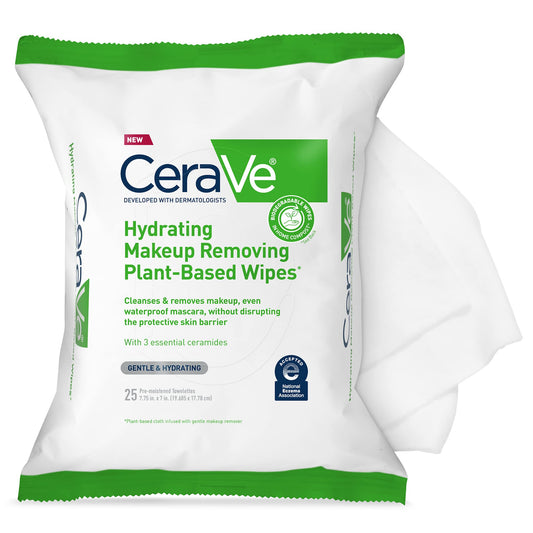 CeraVe Makeup Remover Wipes, Plant Based Face Wipes, Biodegradable in Compost, Waterless Face Wash, Travel Essentials for Women, Suitable Beauty and Personal Care CeraVe Default Title