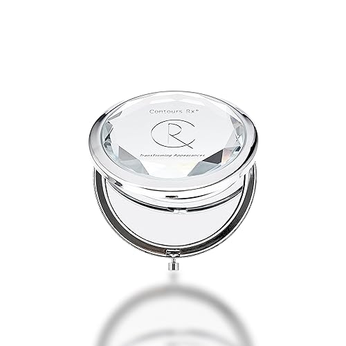 Contours Rx Crystal Compact Makeup Mirror - Dual-Sided 1x & 2X Magnification - Portable, Stylish Metal Frame for Folding Mirror, Beauty Touch-Ups Beauty & Personal Care Contours Rx