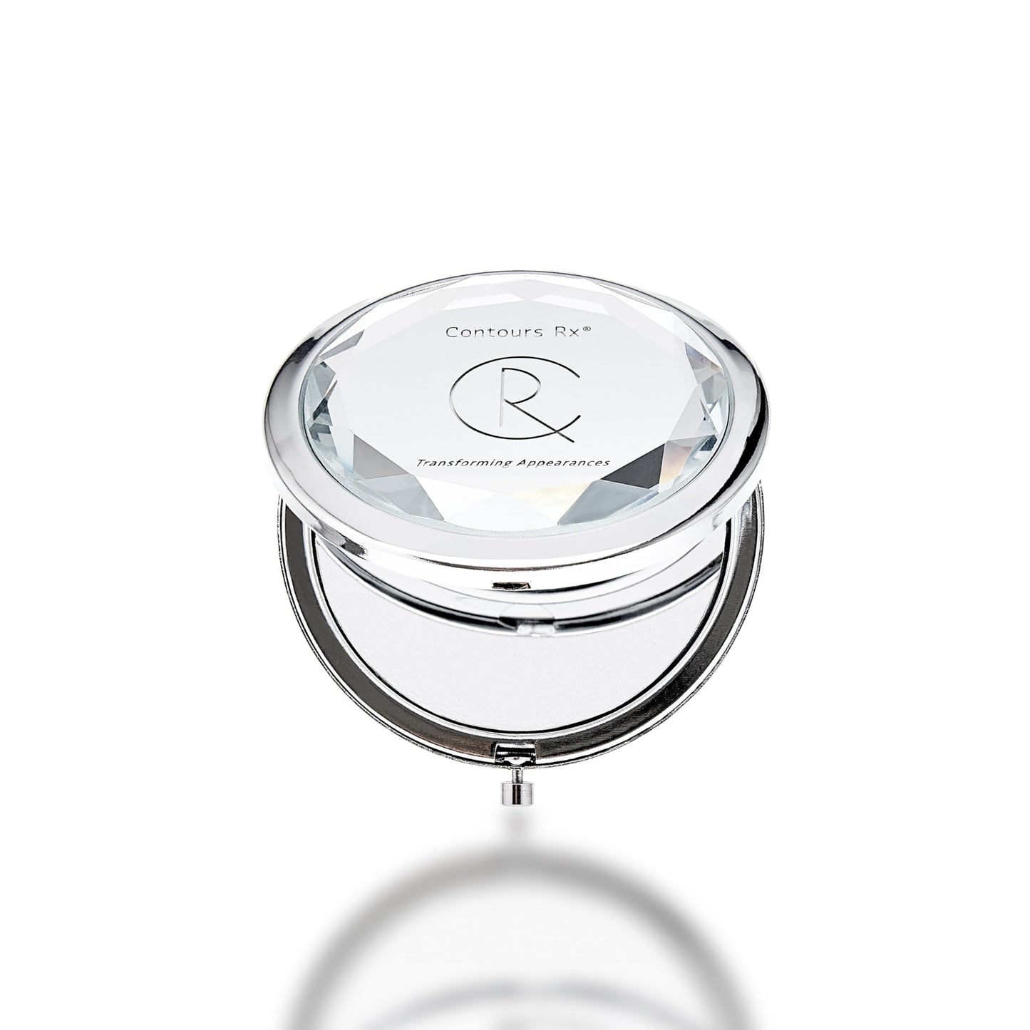 Contours Rx Crystal Compact Makeup Mirror - Dual-Sided 1x & 2X Magnification - Portable, Stylish Metal Frame for Folding Mirror, Beauty Touch-Ups Beauty & Personal Care Contours Rx
