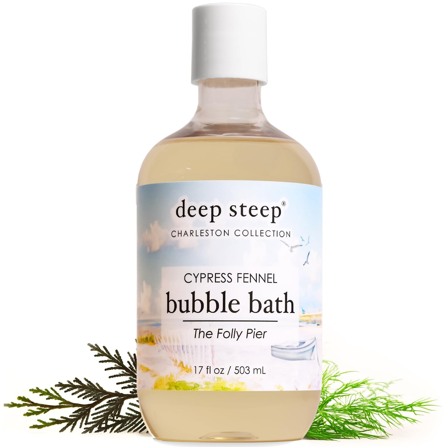 Deep Steep Cypress Fennel Bubble Bath for Women, Hypoallergenic, Clinically Tested, Clean Formula for Sensitive Skin, Sulfate-Free, 17 fl oz Bottle Beauty and Personal Care Deep Steep
