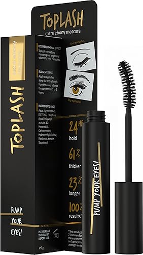 Toplash Extra Ebony Mascara with Keratin, Panthenol and Vitamin E Beauty & Personal Care Toplash