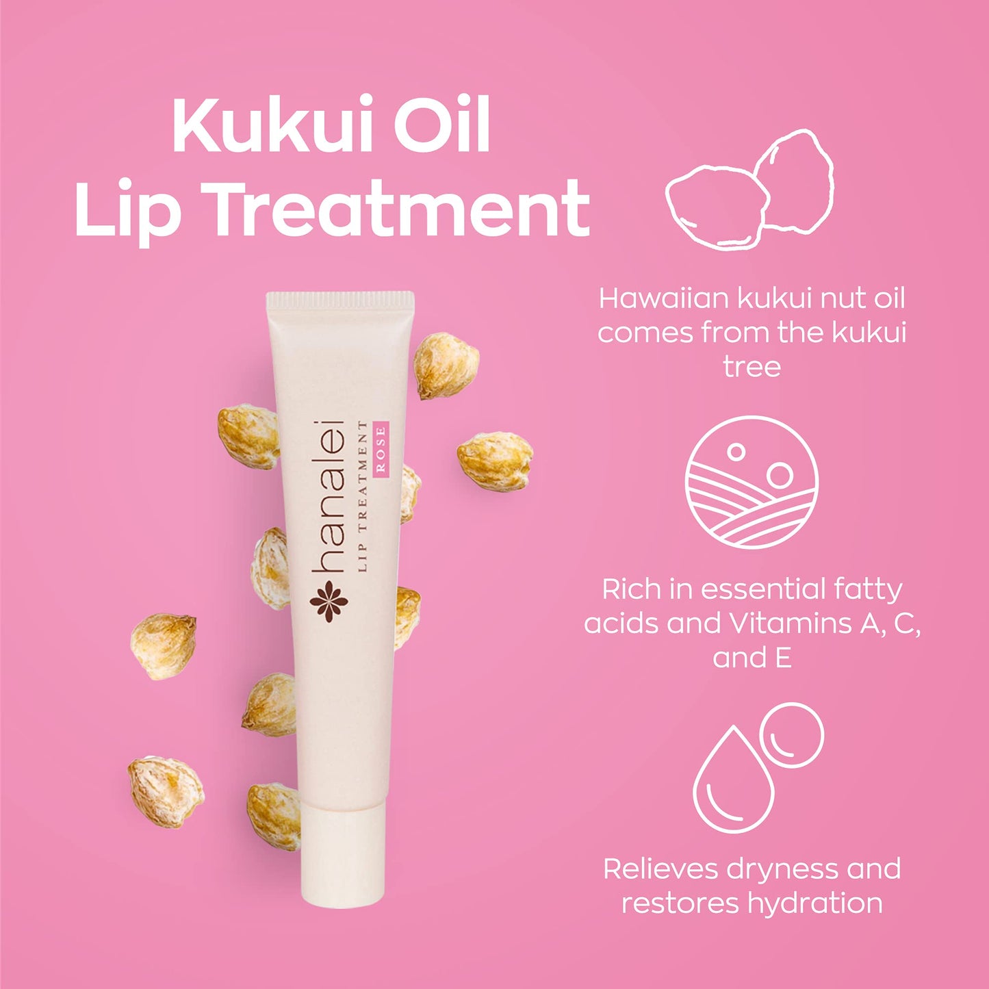 Hanalei Hydrating Lip Treatment Balm - Cruelty-Free, Paraben-Free Moisturizer for Severely Dry, Chapped Lips - Kukui Oil, Shea Butter & Grapeseed Oil Beauty & Personal Care Hanalei