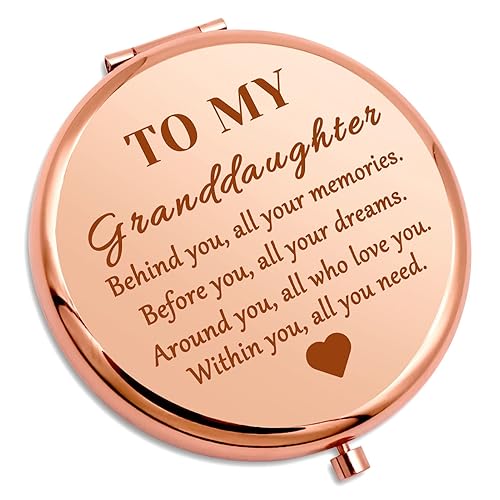 Granddaughter Gifts for Girls Inspirational Compact Mirror Granddaughter Gifts from Grandma Grandpa Compact Makeup Mirror Encouragement Presents Beauty & Personal Care Gevody