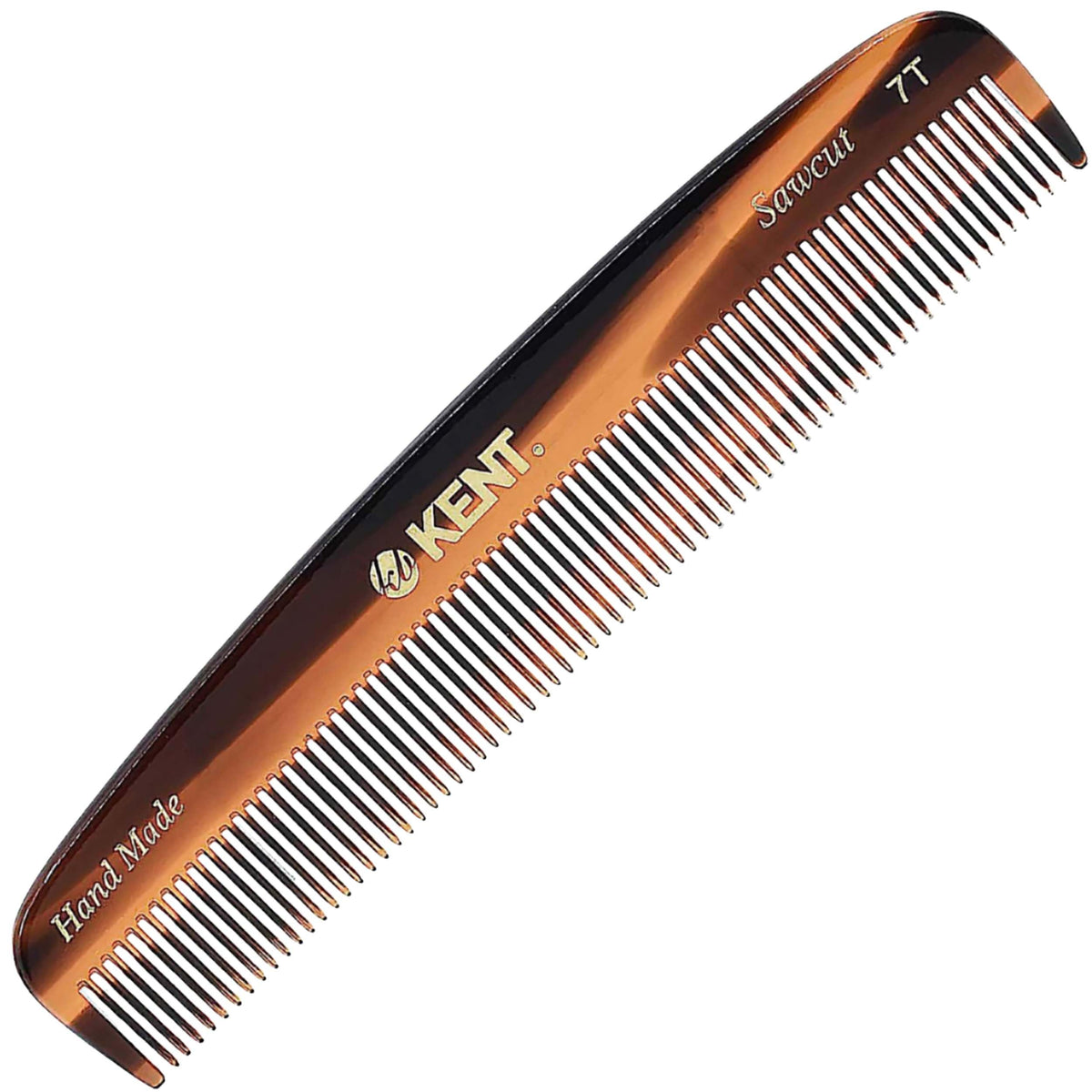 Kent 7T Handmade All Fine Tooth Pocket Comb for Men, Hair Comb Straightener for Everyday Grooming Styling Hair, Mustache and Beard, Use Dry or with