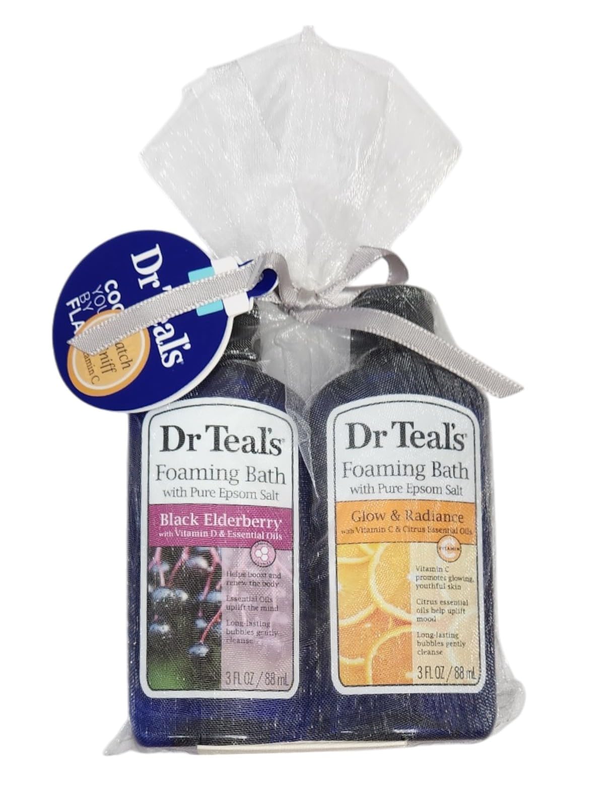 Dr Teal's Foaming Bath with Pure Epsom Salt Gift Set, Black Elderberry and Glow & Radiance, 3 Fl Oz Each Beauty and Personal Care Dr Teal's