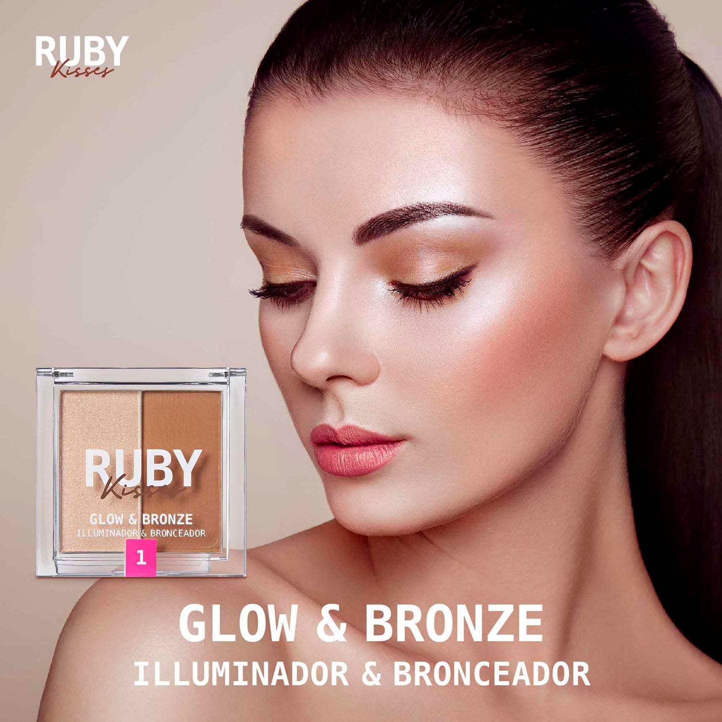 Ruby Kisses Glow & Bronze Highlighter/Bronzer Duo, 2 -in-1 Gel to Powder Illuminating Highlight + Silky Matte Bronzer, Contour & Sculpt for Luminous Beauty & Personal Care Ruby Kisses