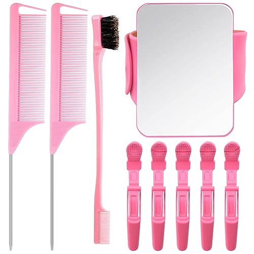 9 Pcs Hair Braiding Tools -2 Pieces Rat Tail Comb Parting Comb for Braiding 1Dual Edge Brush and Magnetic Wrist Sewing Pincushion Wristband Pin Beauty & Personal Care AESIFR