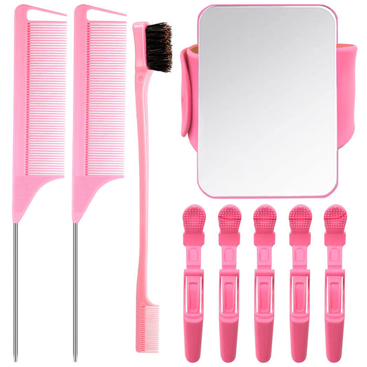 9 Pcs Hair Braiding Tools -2 Pieces Rat Tail Comb Parting Comb for Braiding 1Dual Edge Brush and Magnetic Wrist Sewing Pincushion Wristband Pin Beauty & Personal Care AESIFR
