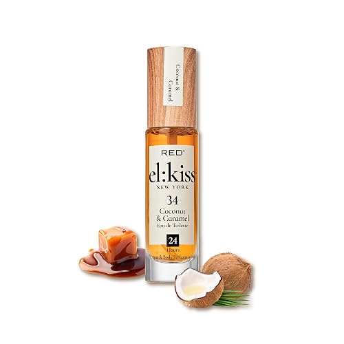EL:KISS Hair Perfume & Body Mist, Coconut & Caramel Eau de Toilette 30mL (1.01 Fl Oz), Hydrating & Long-Lasting, Alcohol-Free & Mineral Oil-Free Beauty & Personal Care EL:KISS