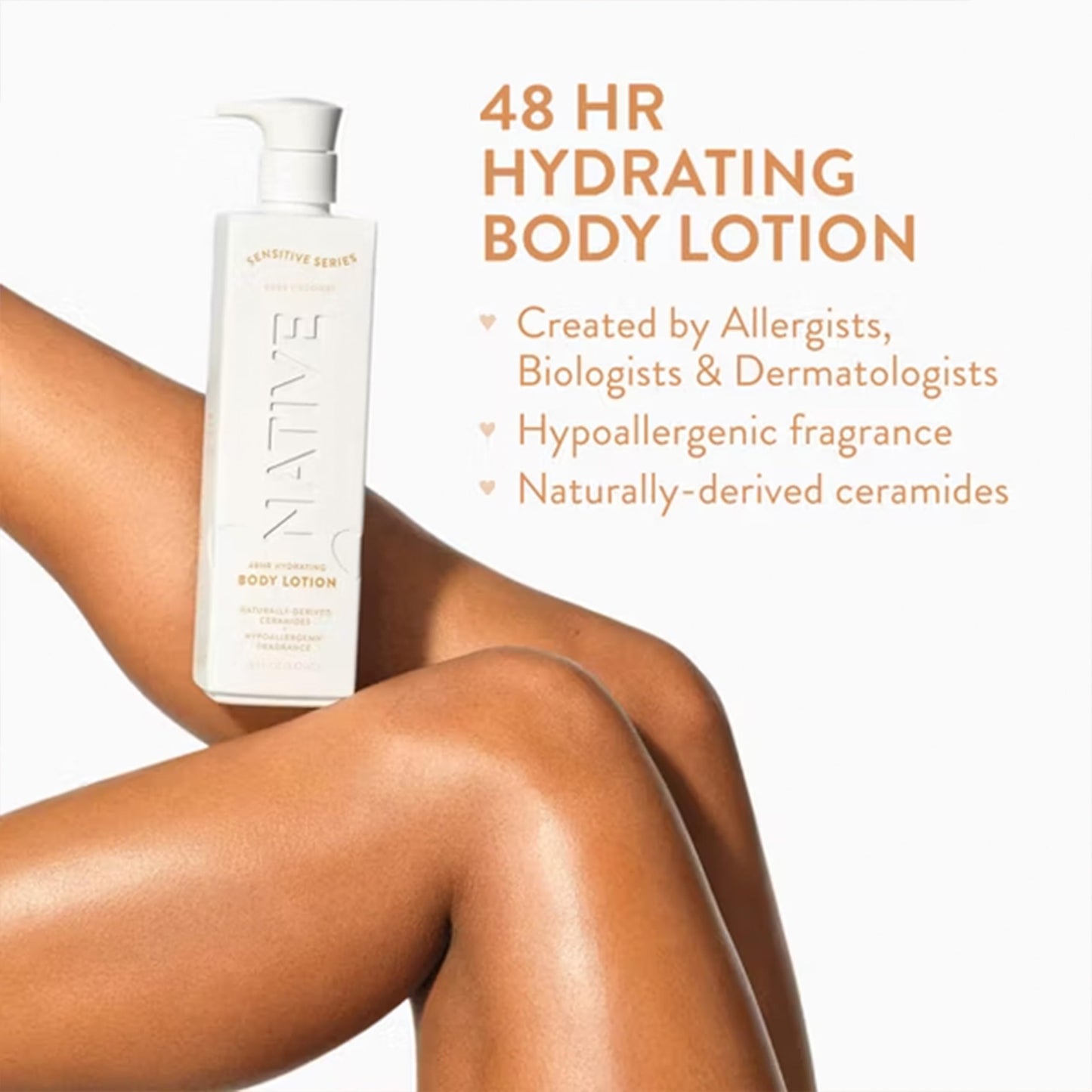 Native Sensitive Series 48H Hydrating Body Lotion - Hypoallergenic - Bare Coconut - 18 fl oz - Pack Of 02 Beauty & Personal Care Native