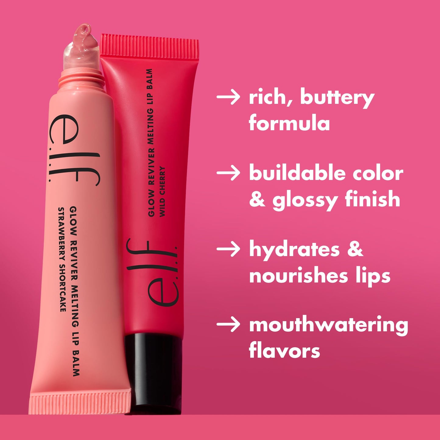 e.l.f. Glow Reviver Melting Lip Balm, Hydrating Tinted Lip Balm For A Glossy Finish & Soft, Supple Lips, Vegan & Cruelty-Free, Strawberry Shortcake Beauty & Personal Care e.l.f.