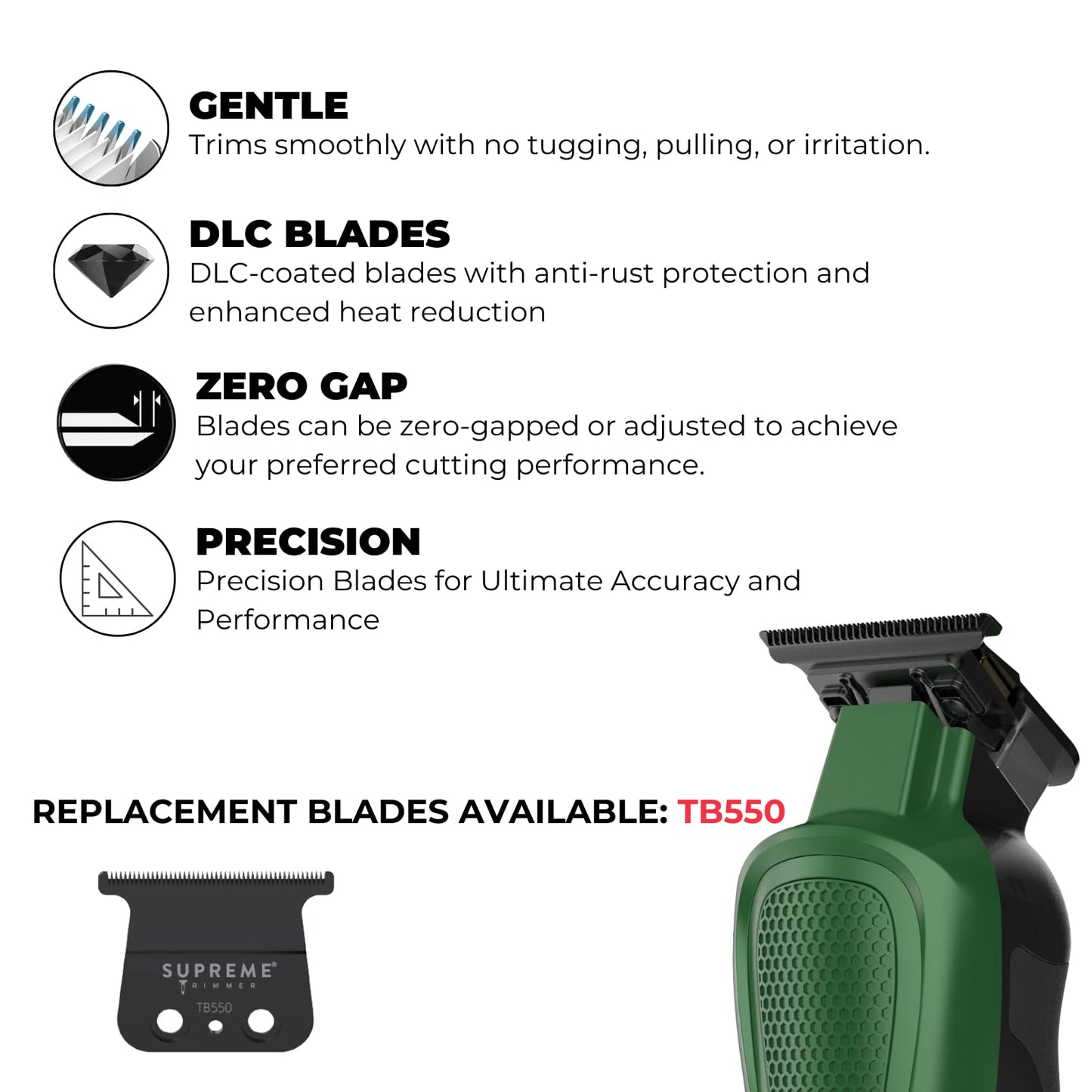 Supreme Trimmer Darkstar 82 Metal Body Barber Trimmer w. Magnetic Vector Motor - 180 Min Run Time, 9100 RPM Low Noise & Vibration - Professional Beard Beauty and Personal Care Supreme Trimmer