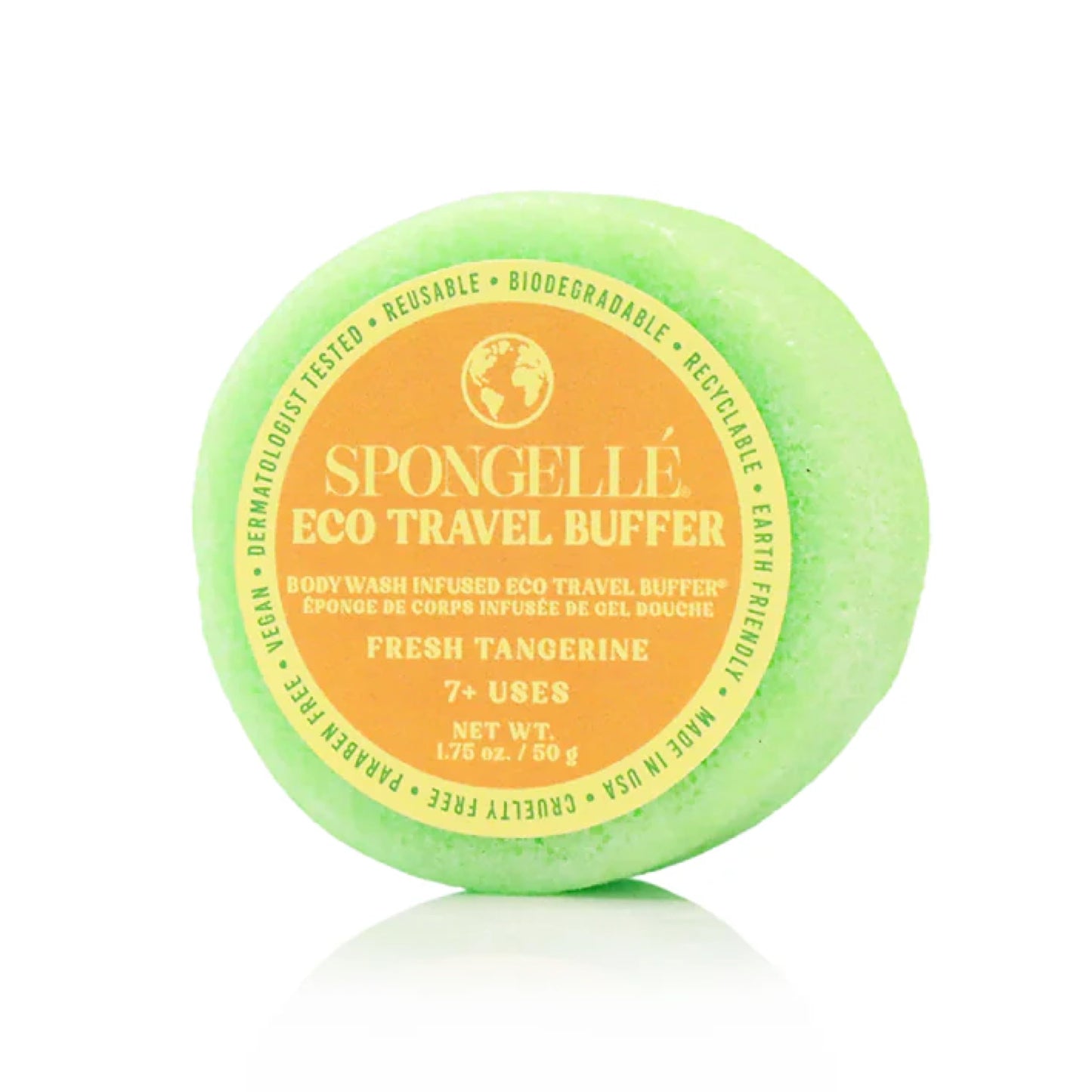 Spongelle Fresh Tangerine Eco Collection Travel Body Buffer Body Scrubber - Bath & Shower Loofah for Men & Women - Biodegradable, Cruelty-Free, Vegan Beauty and Personal Care SPONGELLÉ