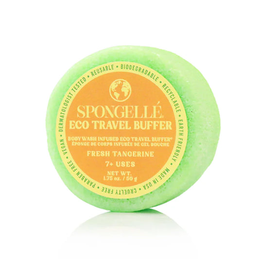 Spongelle Fresh Tangerine Eco Collection Travel Body Buffer Body Scrubber - Bath & Shower Loofah for Men & Women - Biodegradable, Cruelty-Free, Vegan Beauty and Personal Care SPONGELLÉ