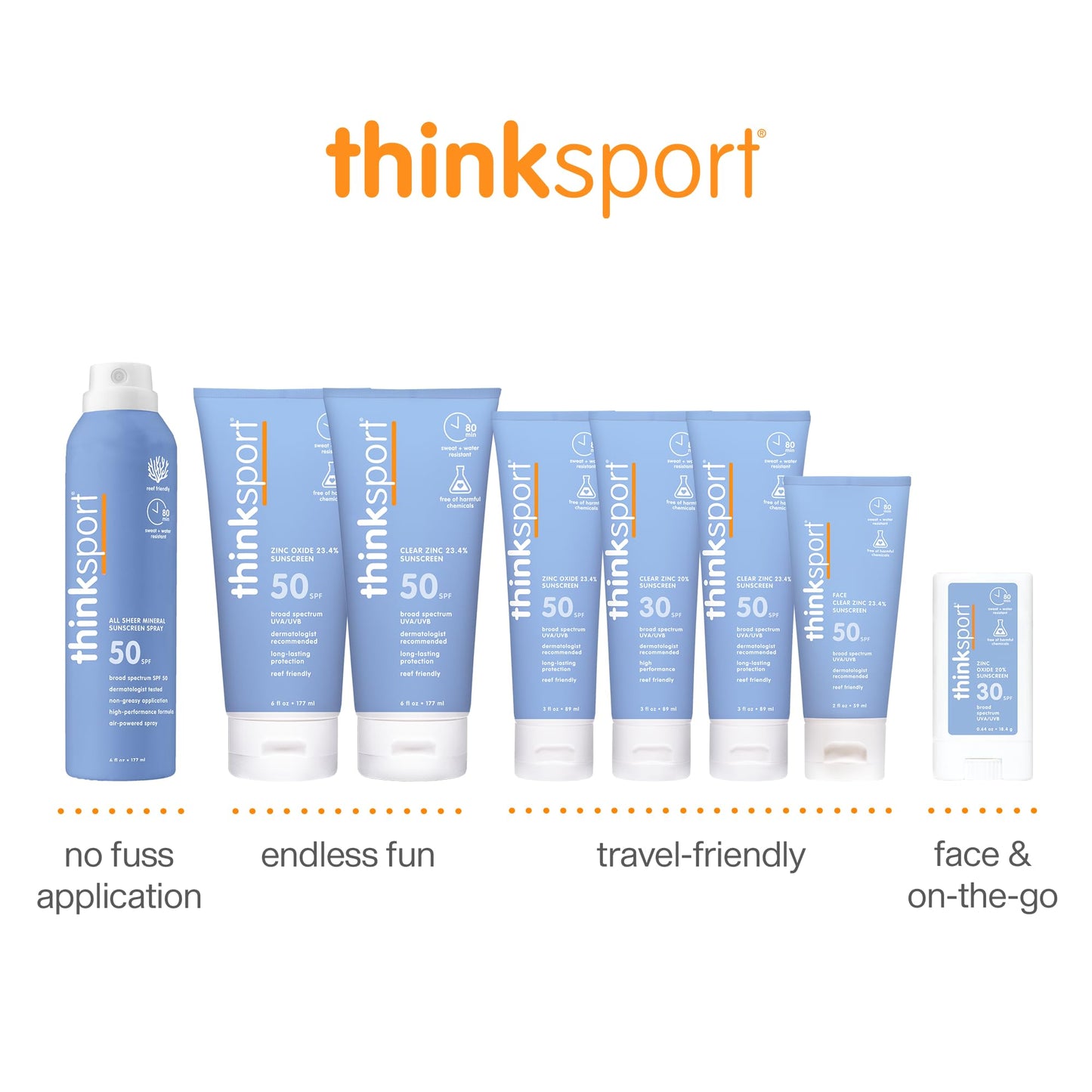 Thinksport SPF 50+ Mineral Sunscreen with Clear Zinc Oxide, 6 Fl Oz - Safe, Natural, Water Resistant, Broad Spectrum UVA/UVB Sun Screen for Sun Beauty & Personal Care THINK