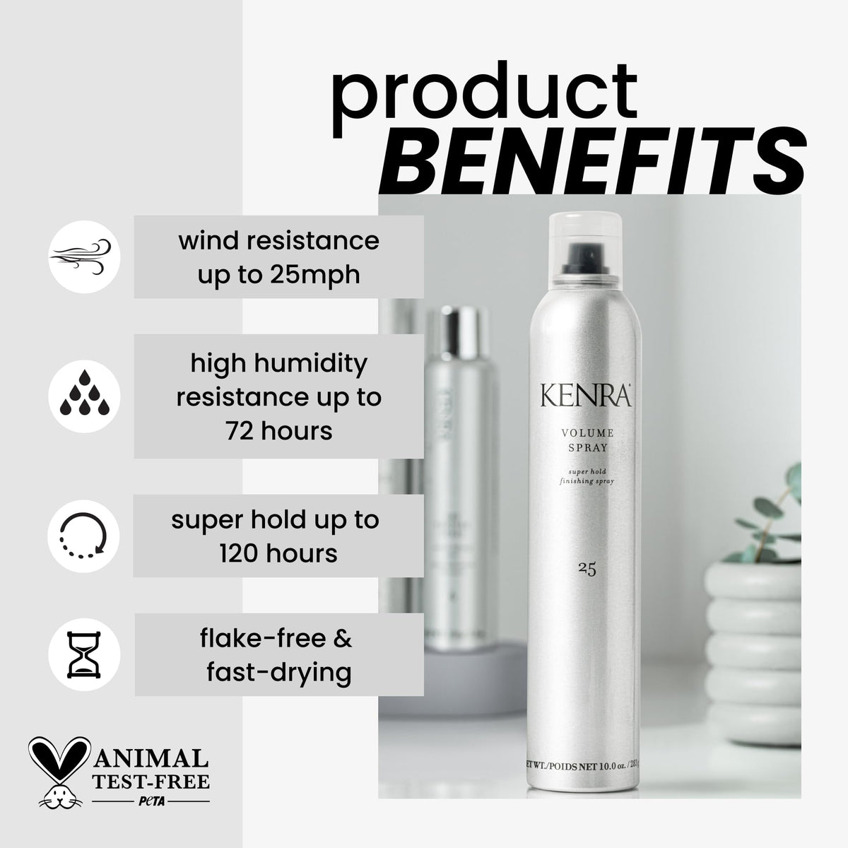 Kenra Professional Volume Spray 25 50% Super Hold Finishing & Styling Hairspray Flake-free & Fast-drying Wind & Humidity Resistance All Hair Types 10