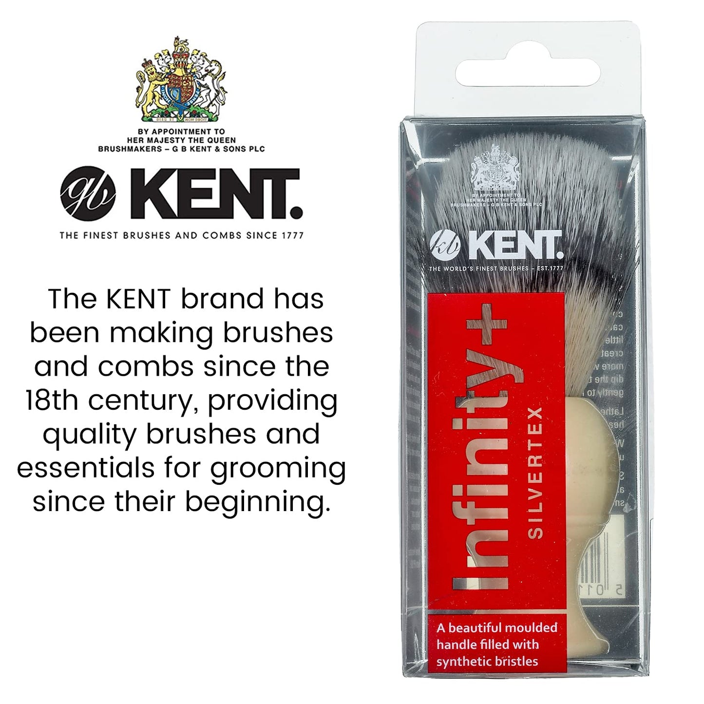 Kent Infinity Plus Shaving Brush with Ultra-Soft Silvertext Synthetic Badger Brush - Perfect Lather and Shaving Brush made for Shave Cream and Shaving Beauty and Personal Care KENT