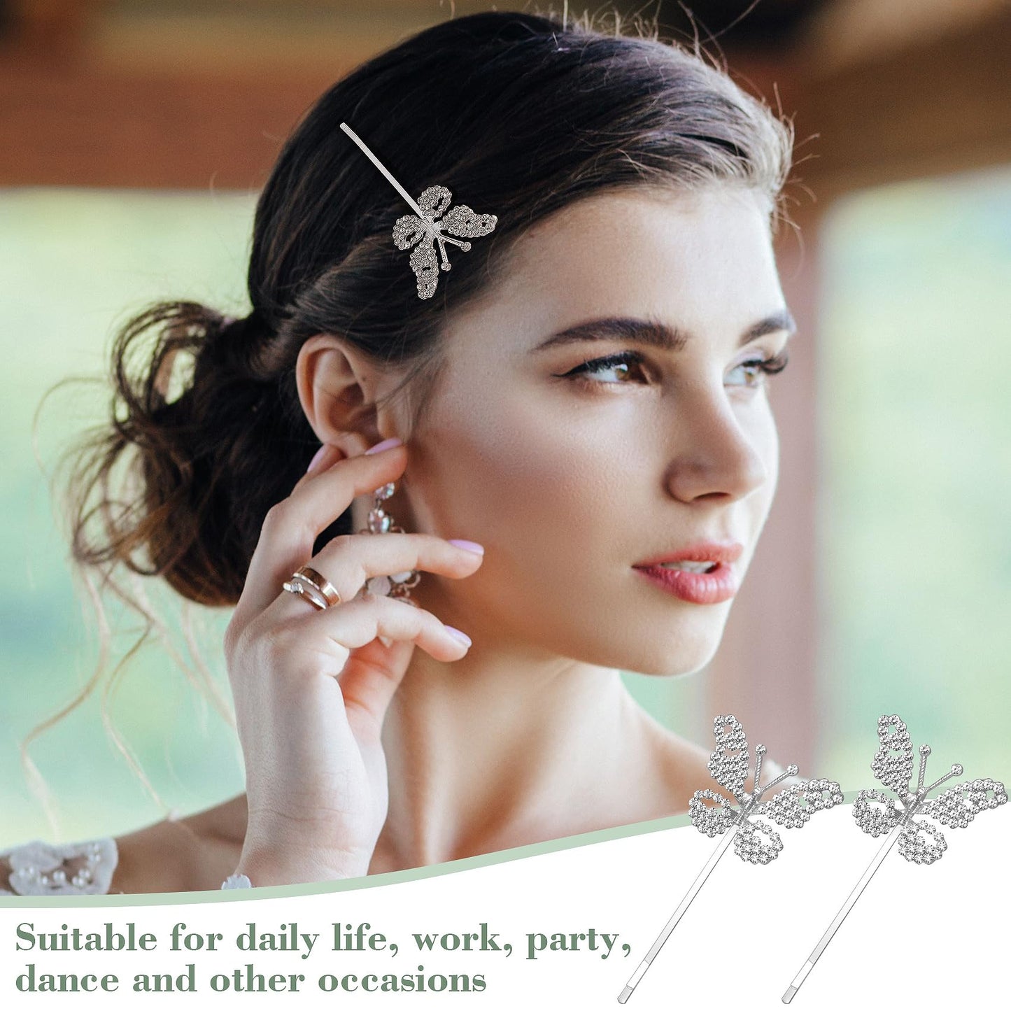 HINZIC 4 Pack Non-Slip Butterfly Hair Clips, Glittering Rhinestone Headwear Styling Bobby Pins, Sparkling Diamond Hairgrip Barrettes Accessories Beauty & Personal Care HINZIC