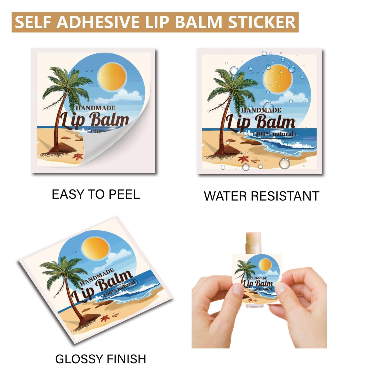 CRASPIRE 80Pcs 8 Styles Lip Balm Wraparound Sticker Summer Sea Beach Sun Coconut Tree Pattern Waterproof Lip Balm Labels Stickers for Lip Balm Tubes Beauty and Personal Care CRASPIRE