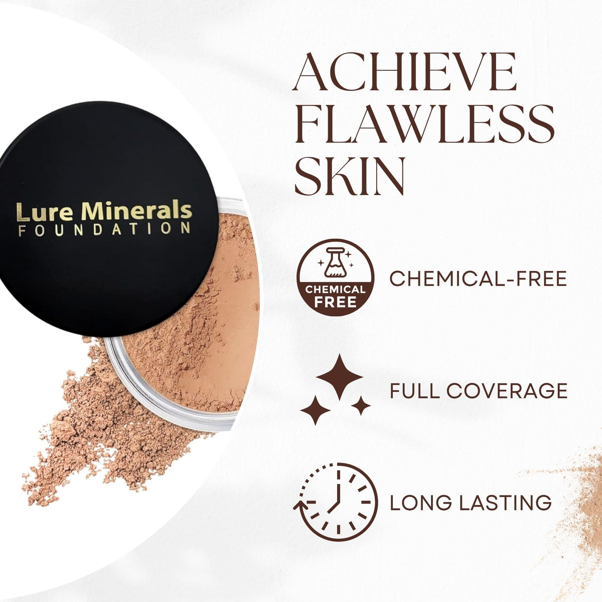 Lure Minerals Mineral Foundation Loose Powder - 8g, Mineral Makeup Face Powder Foundation (Beige Medium - Luminous) Beauty & Personal Care Pure Minerals