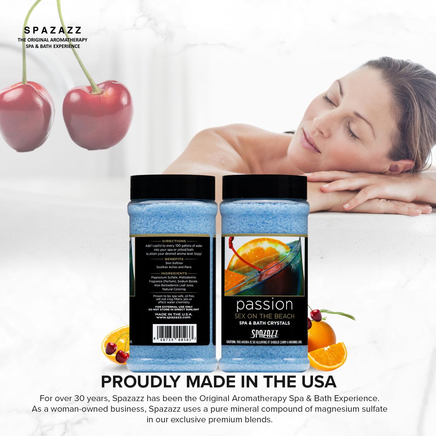 Spazazz Aromatherapy Spa & Hot Tub Bath Salt Crystals - 17 oz Set The Mood Sex On The Beach - Passion - Magnesium Sulfate Mineral & Epsom Salt Beauty and Personal Care Spazazz