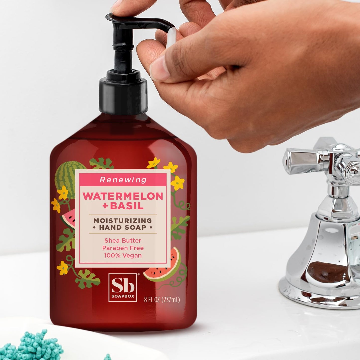 Soapbox Hand Soap Watermelon + Basil Hand Soap for Bathroom & Kitchen with Pump Dispenser, (6 Pack, 8 oz Each) Beauty & Personal Care Soapbox