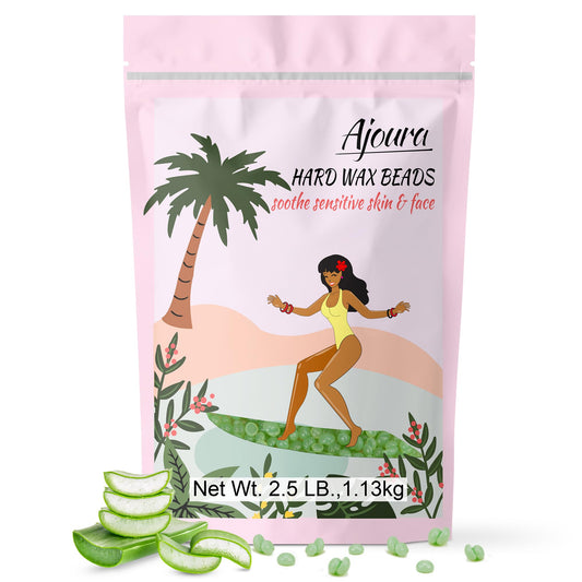 Ajoura 2.5LB Aloe Hard Wax Beads, Premium Wax for Sensitive Skin Hair Removal, Perfect for Full Body, Bikini, Face, Eyebrow, Back, Chest, Legs Beauty and Personal Care Ajoura