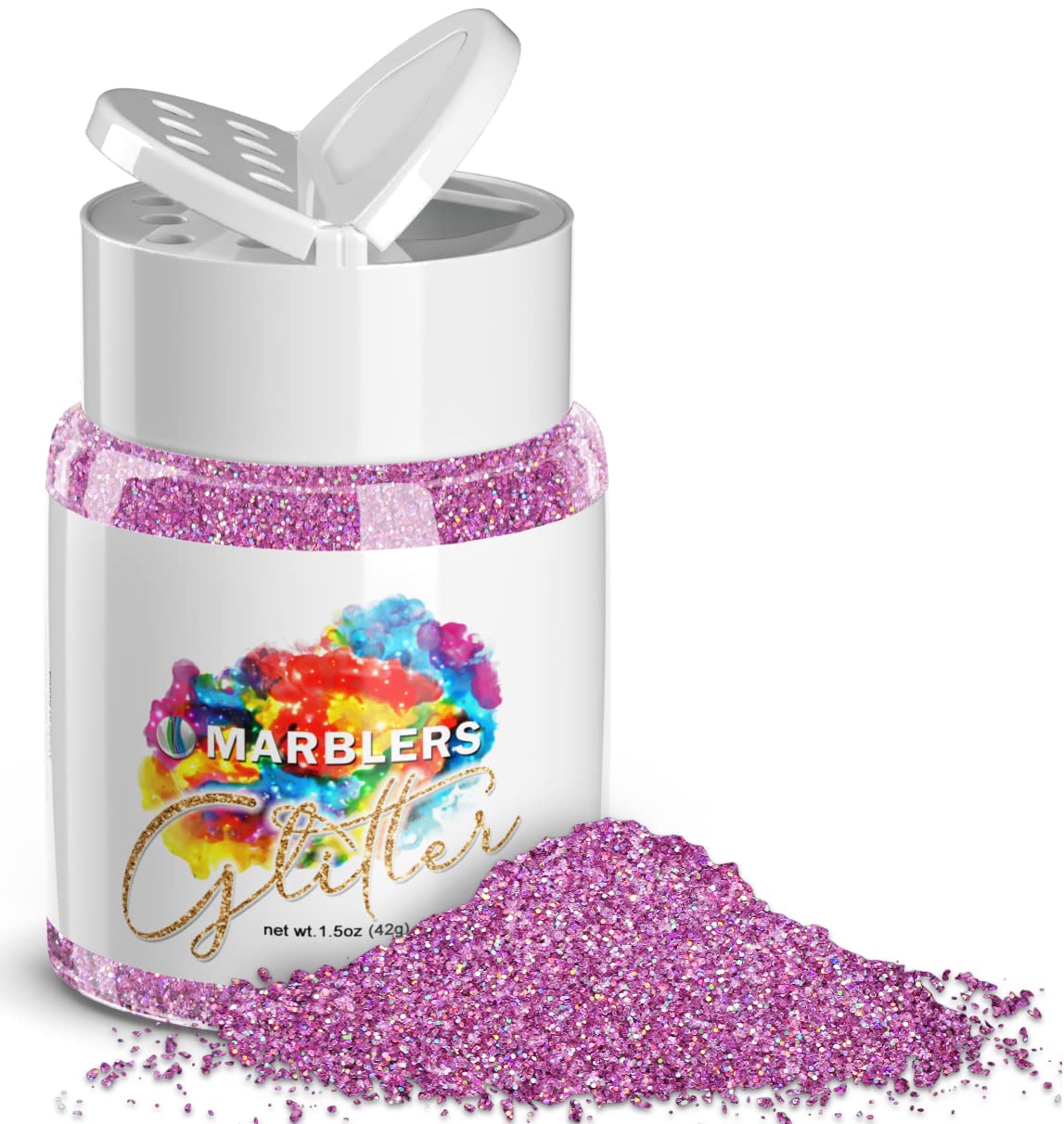 MARBLERS Holographic Glitter [Holo Bubblegum] 1.5oz (42g) | Fine | Non-Toxic, Vegan, Cruelty-Free | Face, Body, Eyeshadow, Hair, Festival, Party Beauty & Personal Care MARBLERS