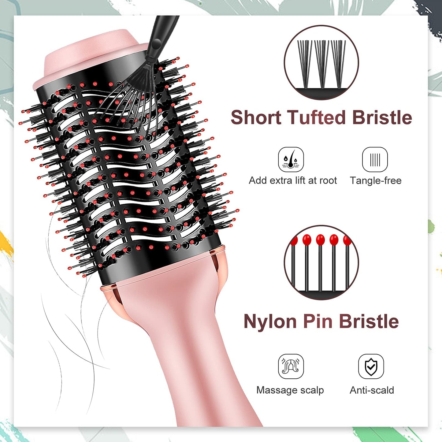 Cosermart 4 in 1 Hot Air Brush with Negative Ion Anti-frizz Blowout Brush for Drying, Straightening, Curling, Salon Volumizing Beauty & Personal Care Cosermart