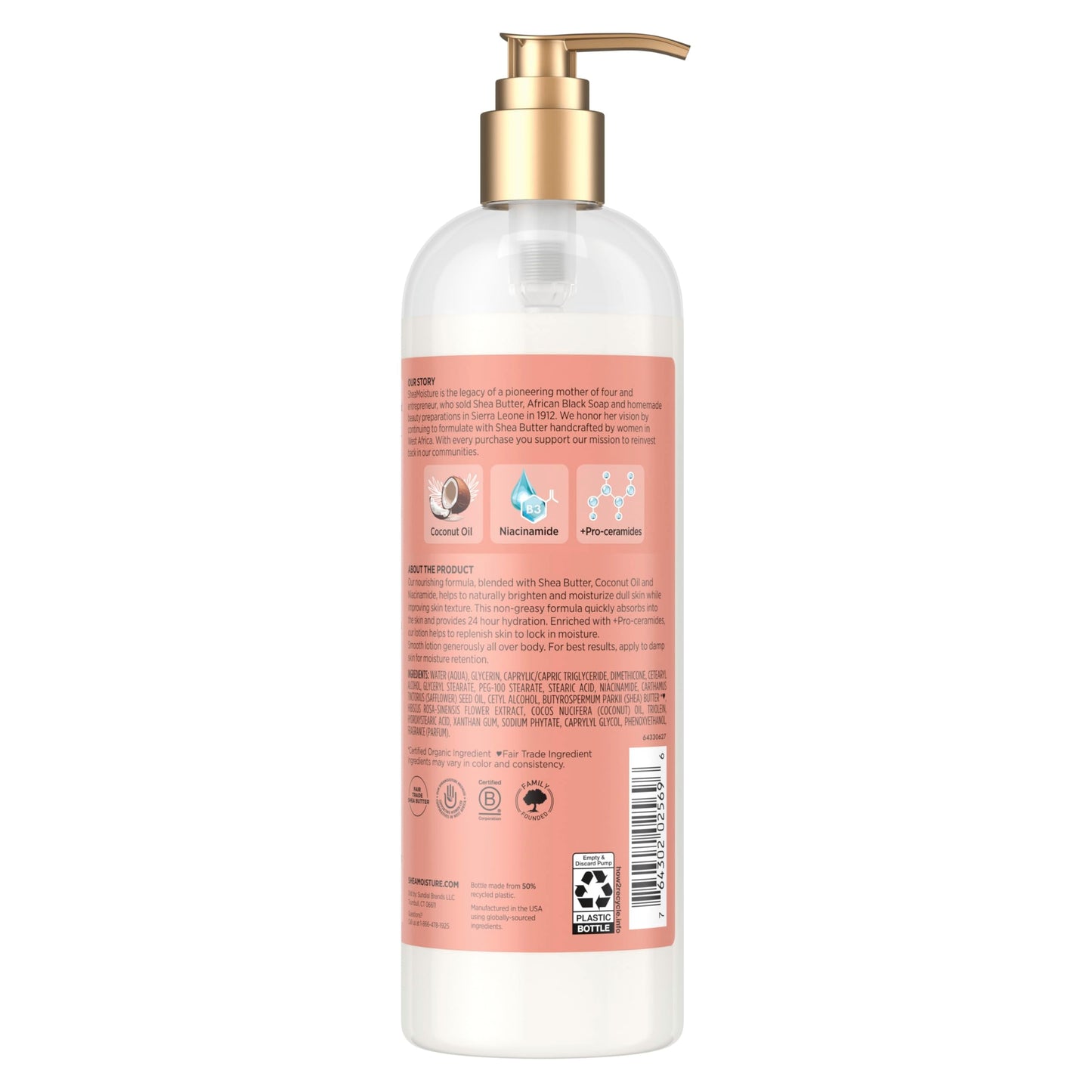 SheaMoisture Illuminating Body Lotion with Coconut Oil, Hibiscus, Niacinamide and Pro-Ceramides, Instantly Enhancing Skin's Natural Glow, 24H Beauty & Personal Care Shea Moisture