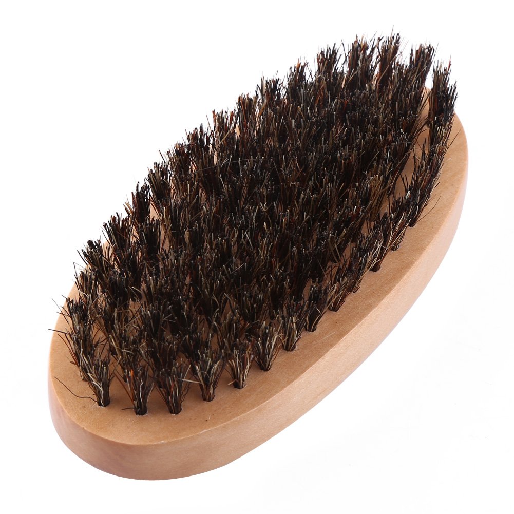 Beard Brush, Men Faux Boar Wood Handle Military Pocket Mustache Beard Grooming Comb Brush Beauty and Personal Care FILFEEL